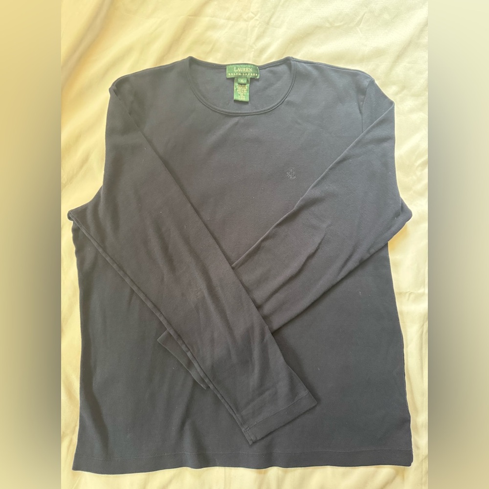 Woman’s Lauren Ralph Lauren Dark Blue Cotton Top size XL